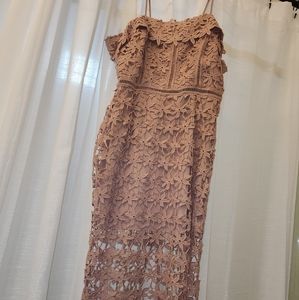 New Look lace off shoulder knee length dress with straps